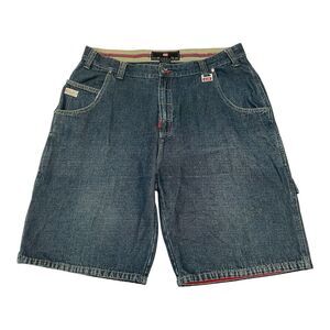 Ecko Shorts Men 38 Denim Y2K Baggy Loose‎ Big Logo Carpenter Hiphop Embroidered
